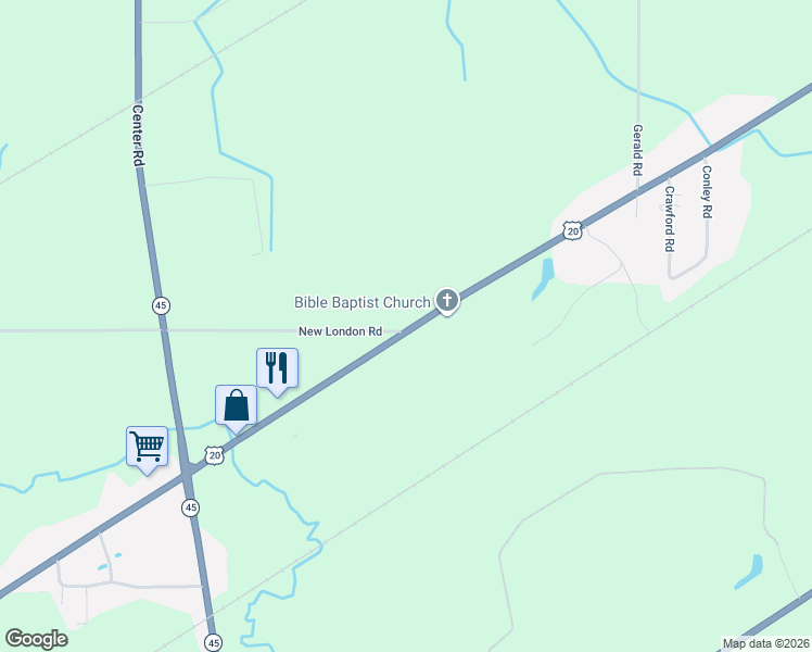 map of restaurants, bars, coffee shops, grocery stores, and more near 4533 North Ridge Road West in Ashtabula