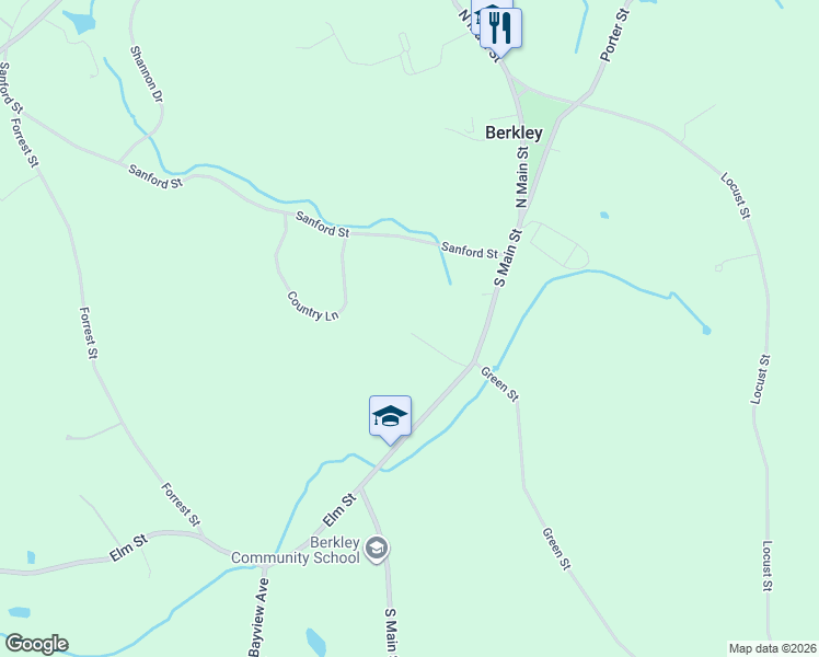 map of restaurants, bars, coffee shops, grocery stores, and more near 31 North Main Street in Berkley