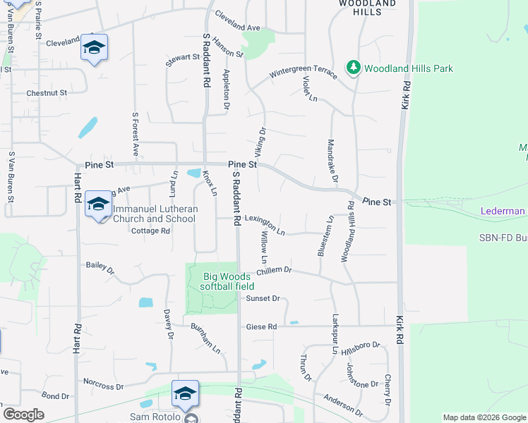 map of restaurants, bars, coffee shops, grocery stores, and more near 1114 Lexington Lane in Batavia