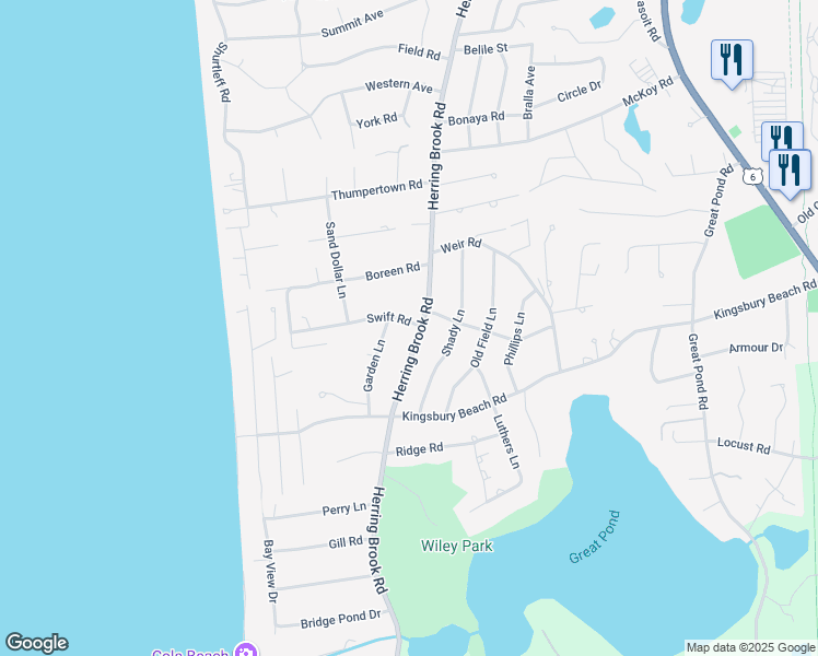 map of restaurants, bars, coffee shops, grocery stores, and more near 1875 Herring Brook Road in Eastham