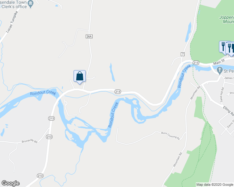 map of restaurants, bars, coffee shops, grocery stores, and more near 673 Highway 213 in Rosendale