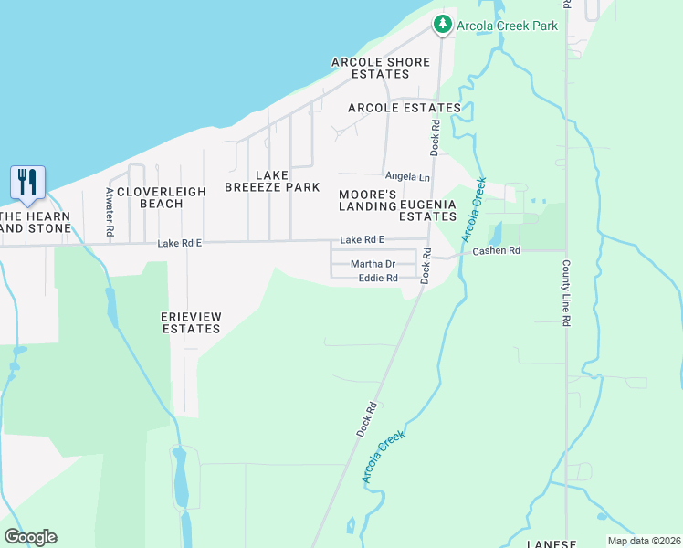 map of restaurants, bars, coffee shops, grocery stores, and more near 7604 Lake Road East in Madison