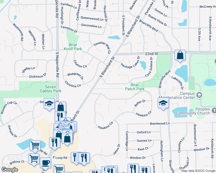 map of restaurants, bars, coffee shops, grocery stores, and more near 901 Casa Solana Drive in Wheaton