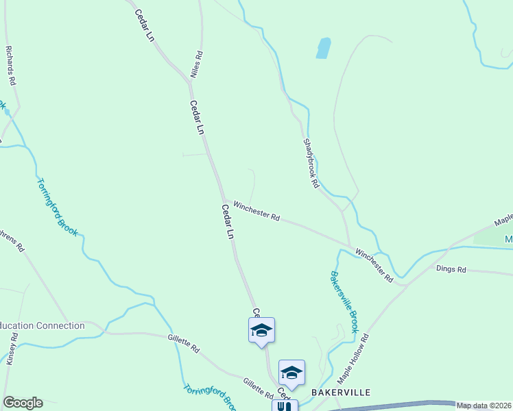 map of restaurants, bars, coffee shops, grocery stores, and more near 120 Winchester Road in New Hartford