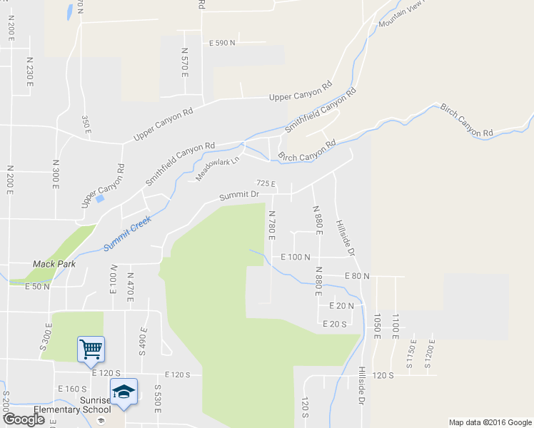map of restaurants, bars, coffee shops, grocery stores, and more near 185 North 780 East in Smithfield