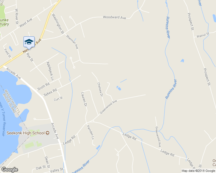 map of restaurants, bars, coffee shops, grocery stores, and more near 86 Greenwood Avenue in Seekonk