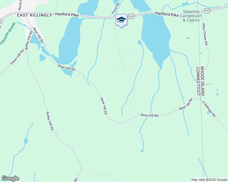 map of restaurants, bars, coffee shops, grocery stores, and more near 162 Bear Hill Road in Killingly