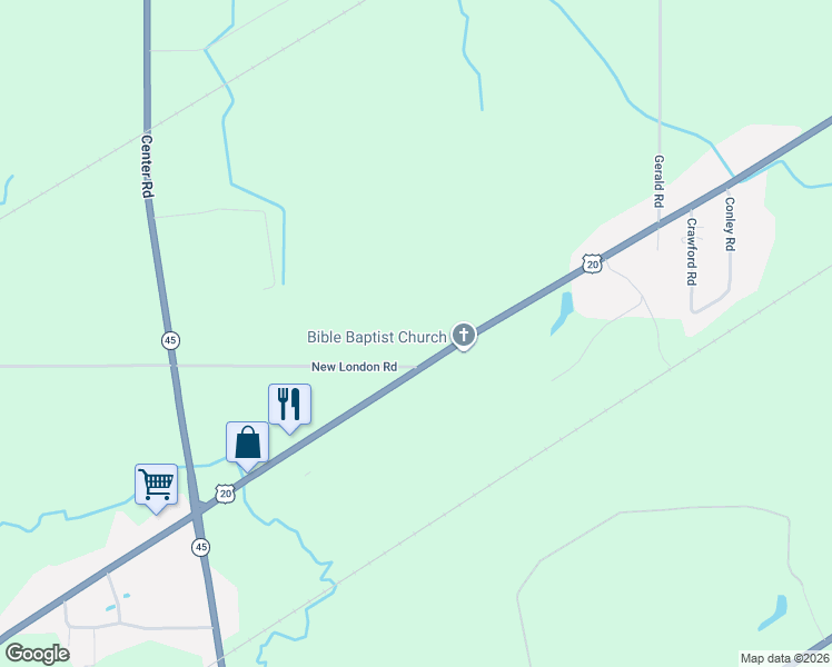 map of restaurants, bars, coffee shops, grocery stores, and more near 4533 North Ridge Road West in Ashtabula