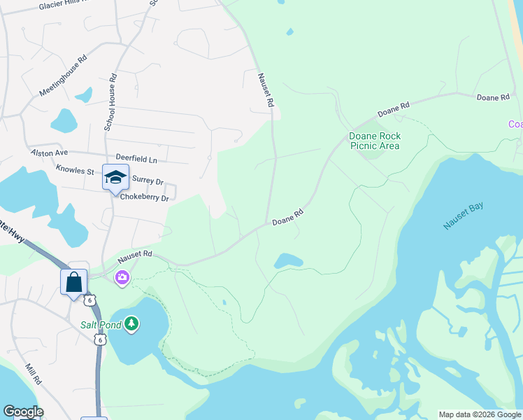 map of restaurants, bars, coffee shops, grocery stores, and more near 695 Nauset Road in Eastham