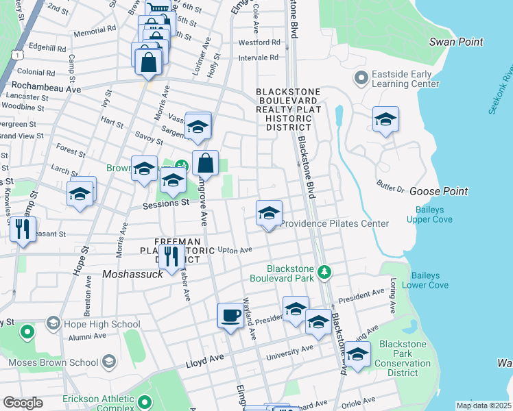 map of restaurants, bars, coffee shops, grocery stores, and more near 240 Cole Avenue in Providence