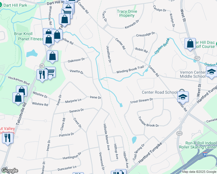 map of restaurants, bars, coffee shops, grocery stores, and more near Vernon Rails-To-Trails in Vernon