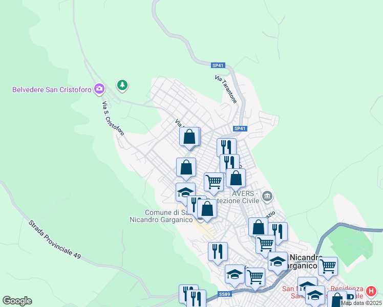 map of restaurants, bars, coffee shops, grocery stores, and more near 7 Traversa Via San Tommaso in San Nicandro Garganico