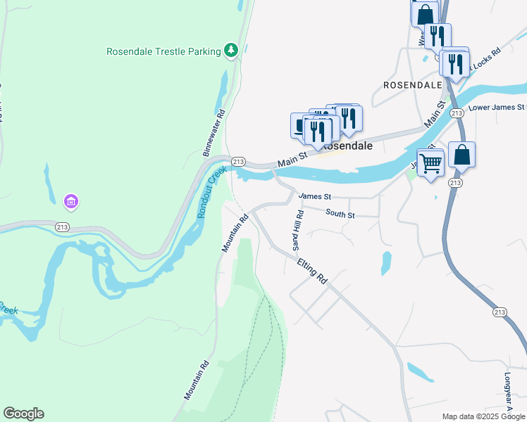 map of restaurants, bars, coffee shops, grocery stores, and more near 976 Keator Avenue in Rosendale