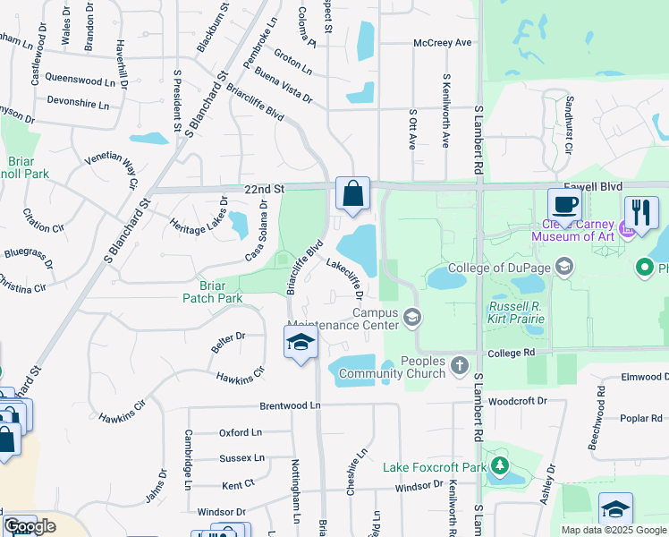 map of restaurants, bars, coffee shops, grocery stores, and more near 1603 Thames Court in Wheaton