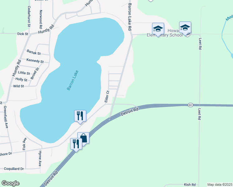 map of restaurants, bars, coffee shops, grocery stores, and more near 1207 Barron Lake Road in Niles