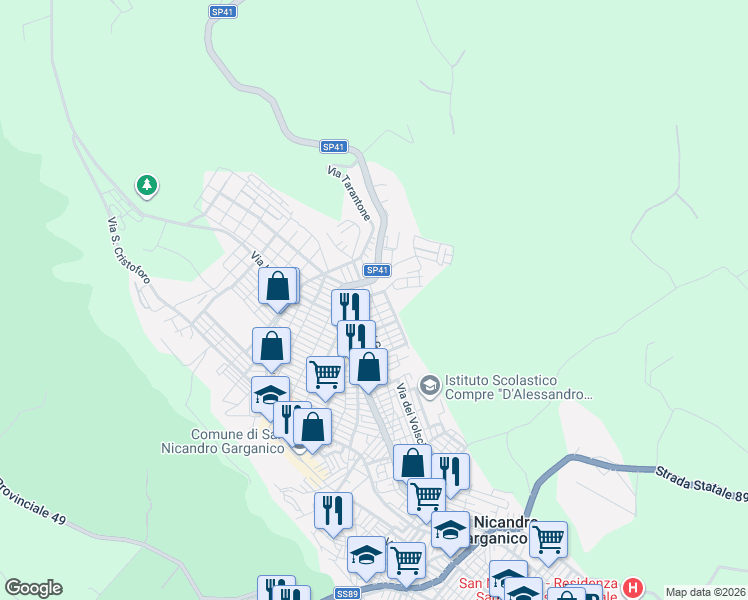 map of restaurants, bars, coffee shops, grocery stores, and more near snc Via Collazia in San Nicandro Garganico