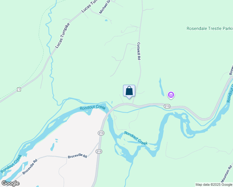 map of restaurants, bars, coffee shops, grocery stores, and more near 748 Highway 213 in Rosendale