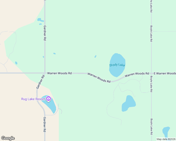 map of restaurants, bars, coffee shops, grocery stores, and more near 587 Warren Woods Road in Galien