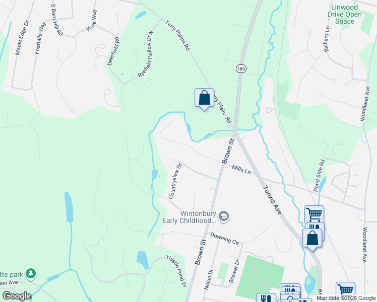 map of restaurants, bars, coffee shops, grocery stores, and more near 14 Valley View Drive in Bloomfield