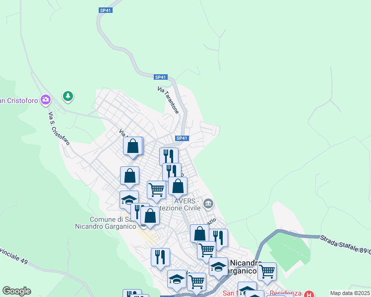 map of restaurants, bars, coffee shops, grocery stores, and more near Via Collazia in San Nicandro Garganico