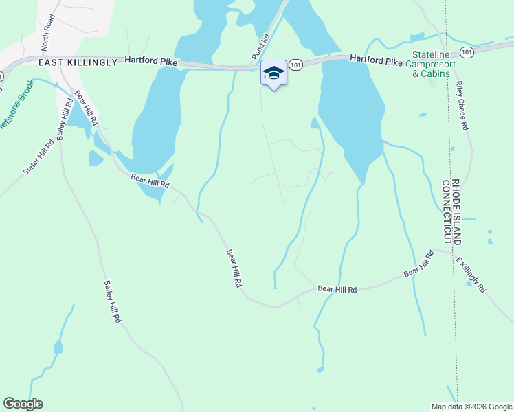 map of restaurants, bars, coffee shops, grocery stores, and more near 79 Pine Knolls Drive in Killingly