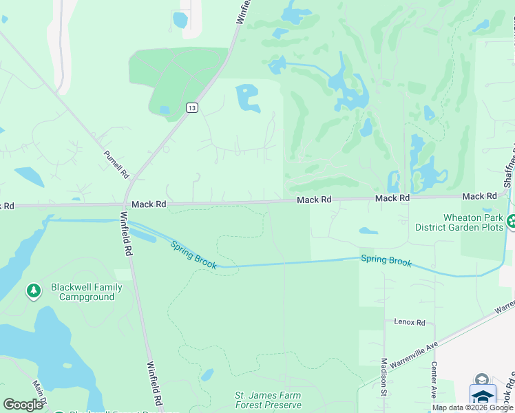 map of restaurants, bars, coffee shops, grocery stores, and more near 27W651 Mack Road in Wheaton