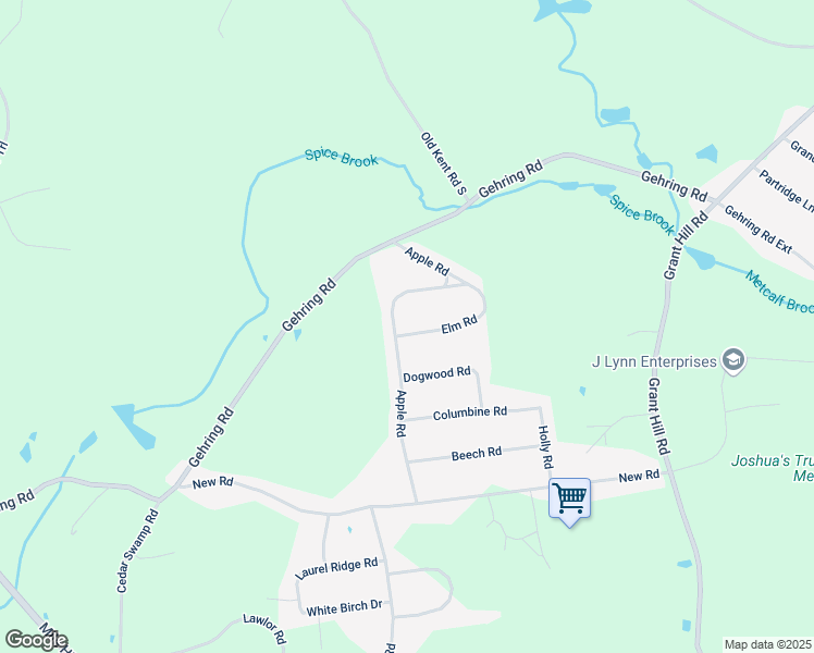 map of restaurants, bars, coffee shops, grocery stores, and more near 3 Elm Road in Tolland
