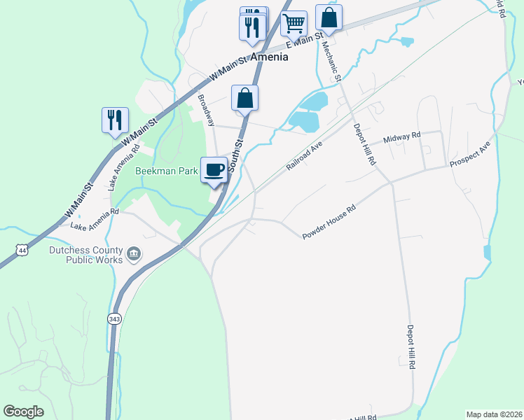 map of restaurants, bars, coffee shops, grocery stores, and more near 784 Old Route 22 in Amenia