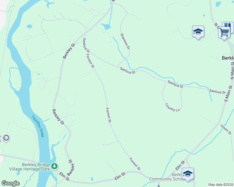 map of restaurants, bars, coffee shops, grocery stores, and more near 45 Forrest Street in Berkley