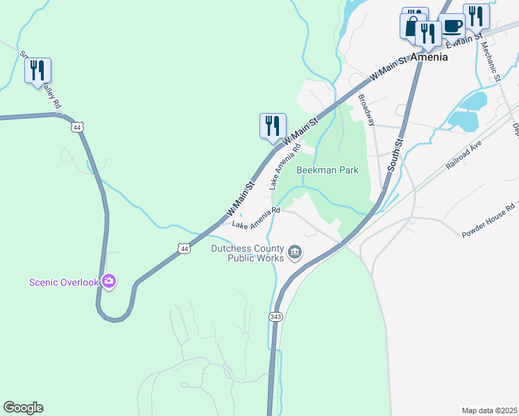 map of restaurants, bars, coffee shops, grocery stores, and more near 35 Lake Amenia Road in Amenia