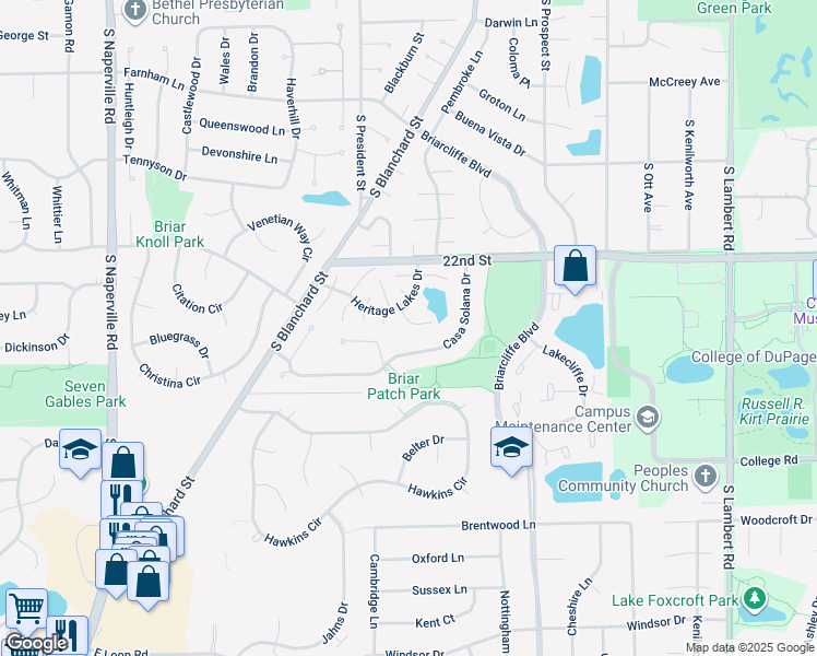 map of restaurants, bars, coffee shops, grocery stores, and more near 1130 Mount Vernon Court in Wheaton