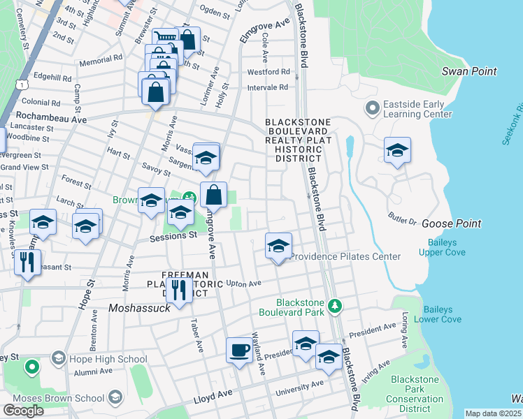 map of restaurants, bars, coffee shops, grocery stores, and more near 294 Cole Avenue in Providence