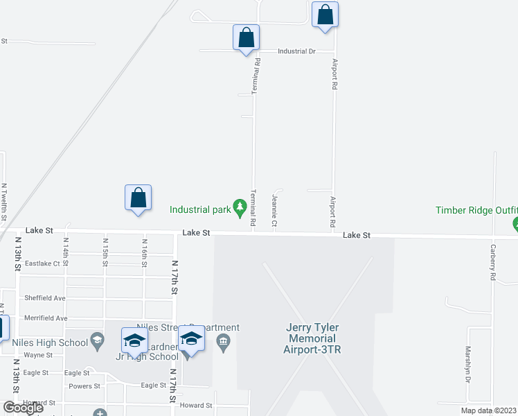 map of restaurants, bars, coffee shops, grocery stores, and more near 1415 Terminal Road in Niles