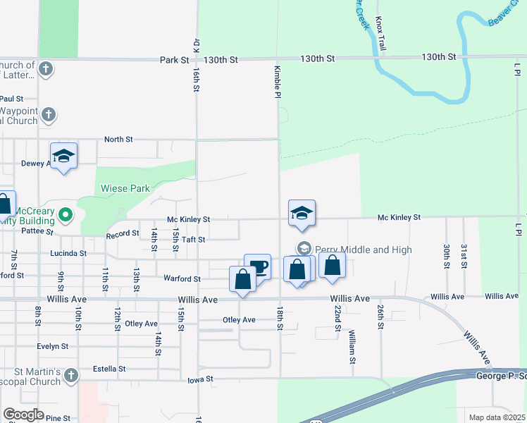 map of restaurants, bars, coffee shops, grocery stores, and more near 2718 Mc Kinley Street in Perry