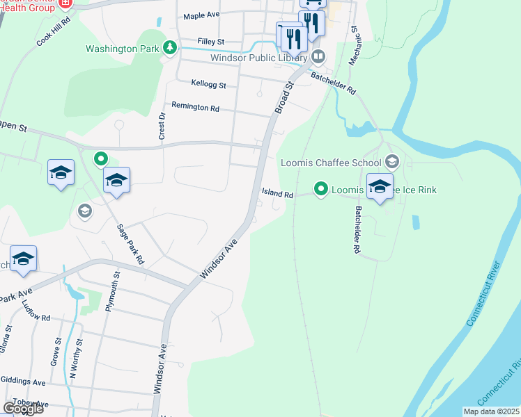 map of restaurants, bars, coffee shops, grocery stores, and more near 1278 Windsor Avenue in Windsor