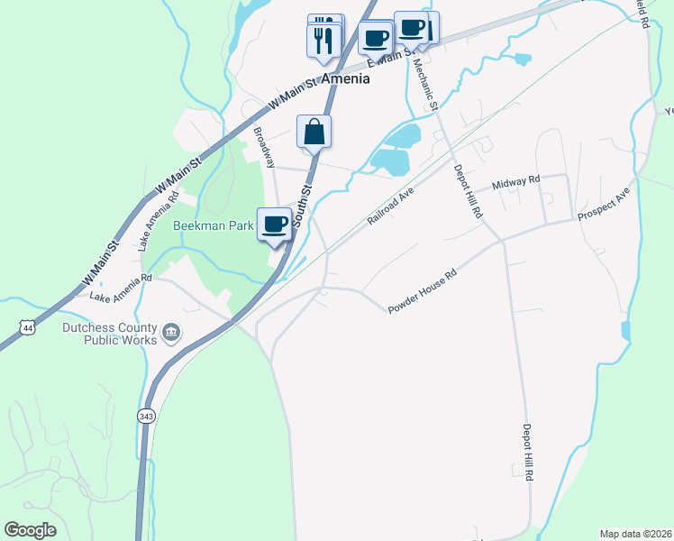 map of restaurants, bars, coffee shops, grocery stores, and more near 784 Old Route 22 in Amenia