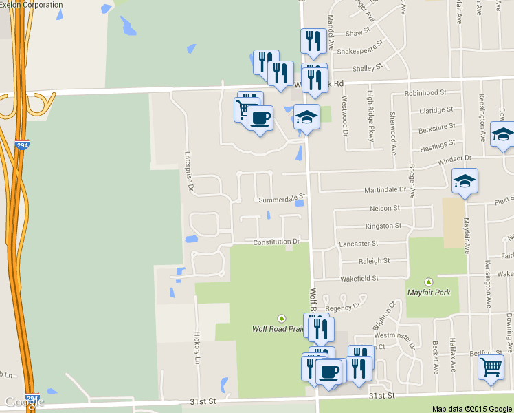 map of restaurants, bars, coffee shops, grocery stores, and more near 11253 Summerdale Street in Westchester