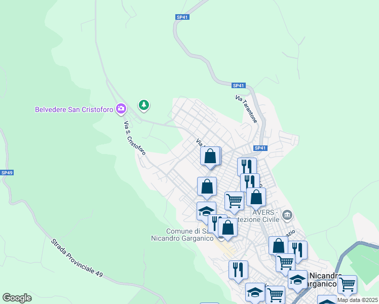 map of restaurants, bars, coffee shops, grocery stores, and more near 53 Via Angelo Musco in San Nicandro Garganico