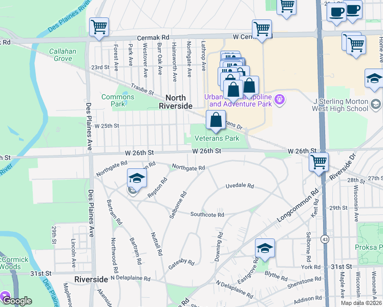 map of restaurants, bars, coffee shops, grocery stores, and more near 464 Northgate Court in Riverside