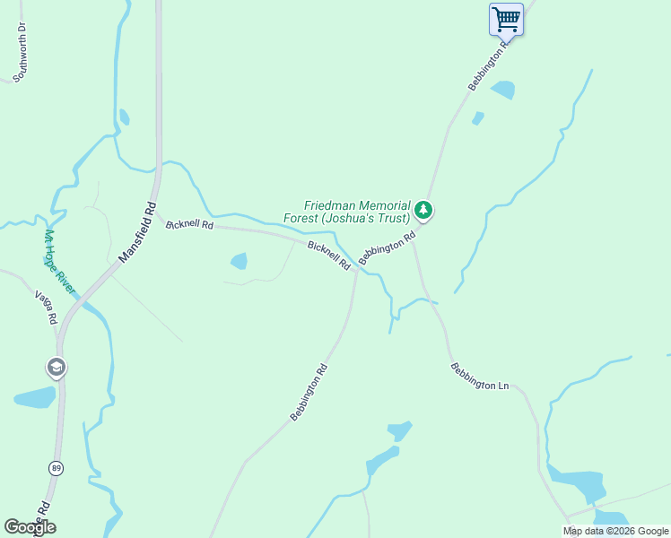 map of restaurants, bars, coffee shops, grocery stores, and more near 468 Bebbington Road in Ashford