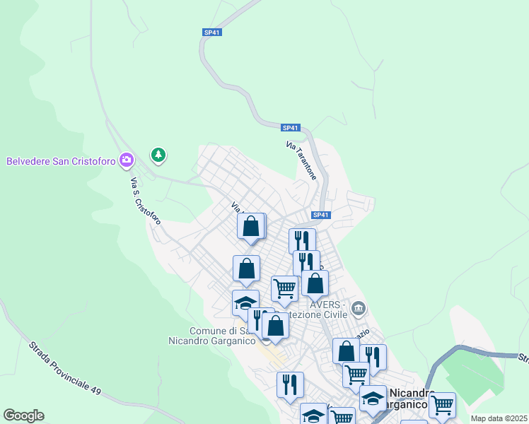 map of restaurants, bars, coffee shops, grocery stores, and more near 14 Via dei Ciliegi in San Nicandro Garganico