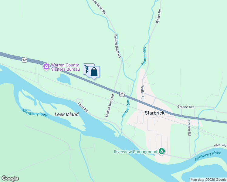 map of restaurants, bars, coffee shops, grocery stores, and more near 3067 Pennsylvania Avenue West in Warren