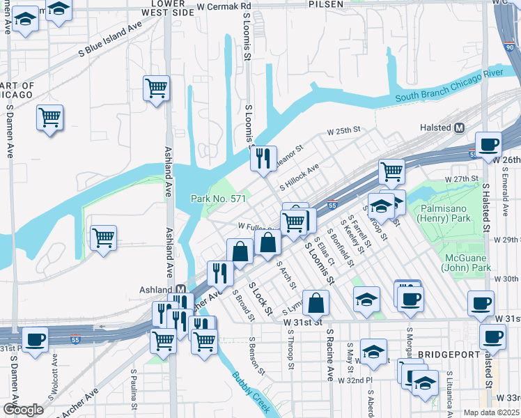 map of restaurants, bars, coffee shops, grocery stores, and more near in Chicago