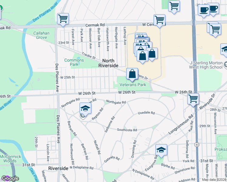 map of restaurants, bars, coffee shops, grocery stores, and more near 464 Northgate Court in Riverside