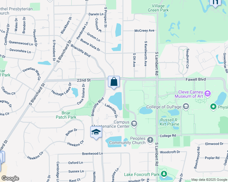 map of restaurants, bars, coffee shops, grocery stores, and more near 1750 22nd Street in Wheaton