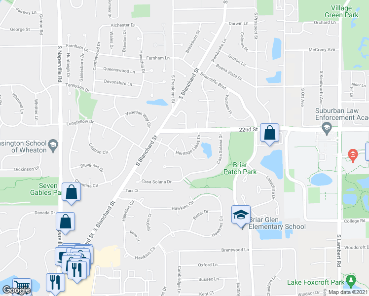 map of restaurants, bars, coffee shops, grocery stores, and more near 1120 Mount Vernon Court in Wheaton