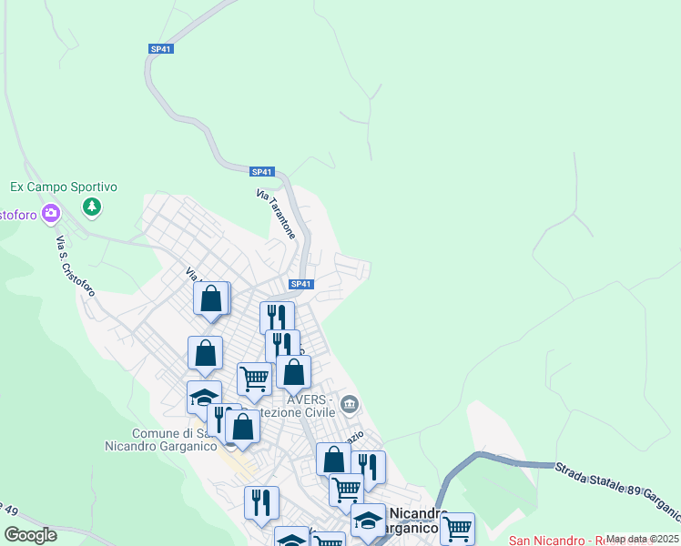 map of restaurants, bars, coffee shops, grocery stores, and more near 9 Via Collazzia in San Nicandro Garganico