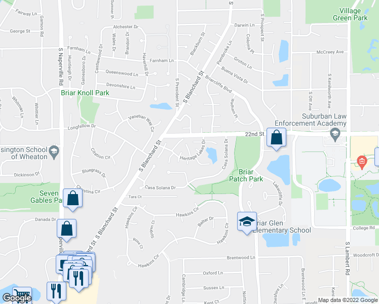 map of restaurants, bars, coffee shops, grocery stores, and more near 1120 Mount Vernon Court in Wheaton