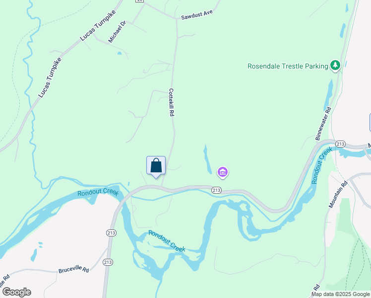 map of restaurants, bars, coffee shops, grocery stores, and more near 18 Cottekill Road in Cottekill