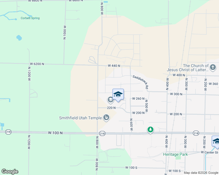 map of restaurants, bars, coffee shops, grocery stores, and more near 624 West 340 North in Smithfield